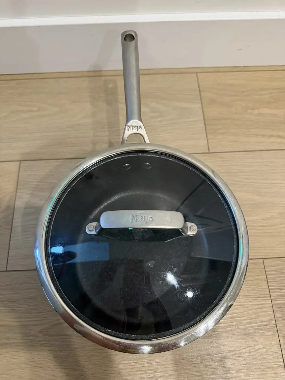 Ninja NeverStick Premium Hard-Anodized 3.5 Quart Saucepan with Glass Lid - Black